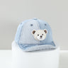 Cevorlyn Children's Patchwork Striped Cartoon Bear Sewn Water-washed Distressed Fashion Casual Soft-brimmed Baseball Cap For Traveling And Shopping